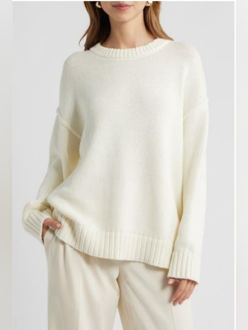 New Open Edit Cream Oversized Fuzzy Sweater Women's XL Pullover Cozy